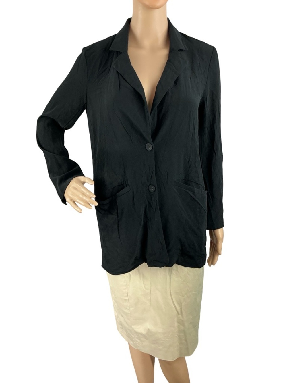 Eileen Fisher Black Relaxed Oversized Blazer Jacket Workwear Size XXS